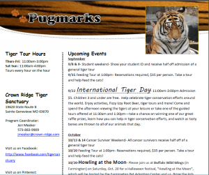 Pugmarks newsletter Sept 2012